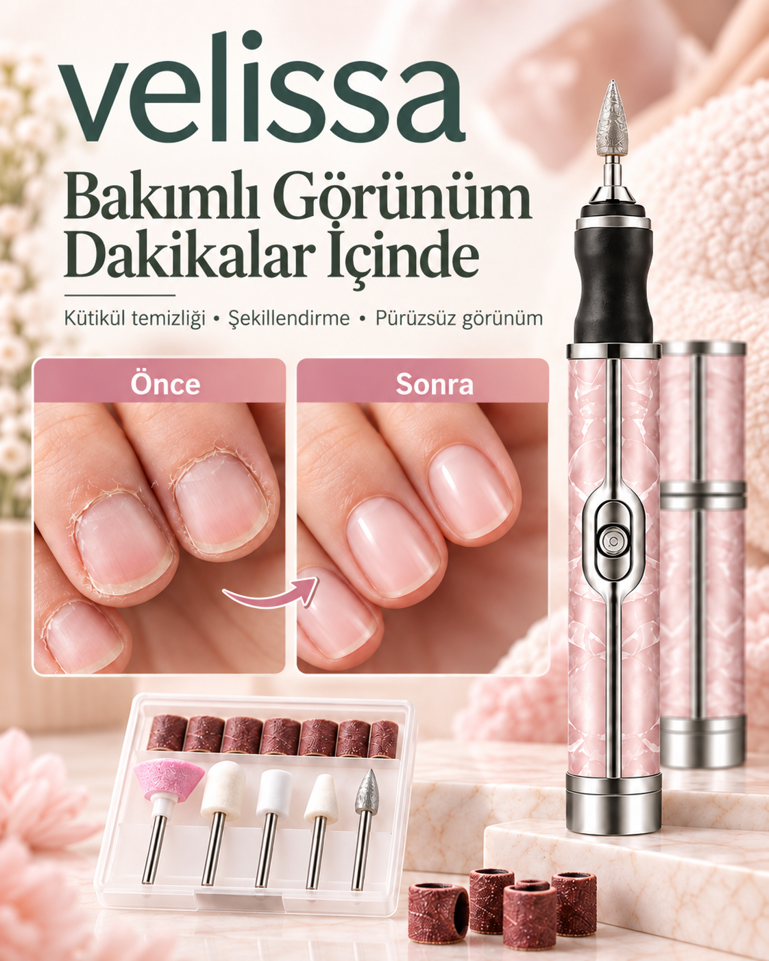 Velissa NailPro™ 13 Parça Şarjlı Tırnak Bakım Seti