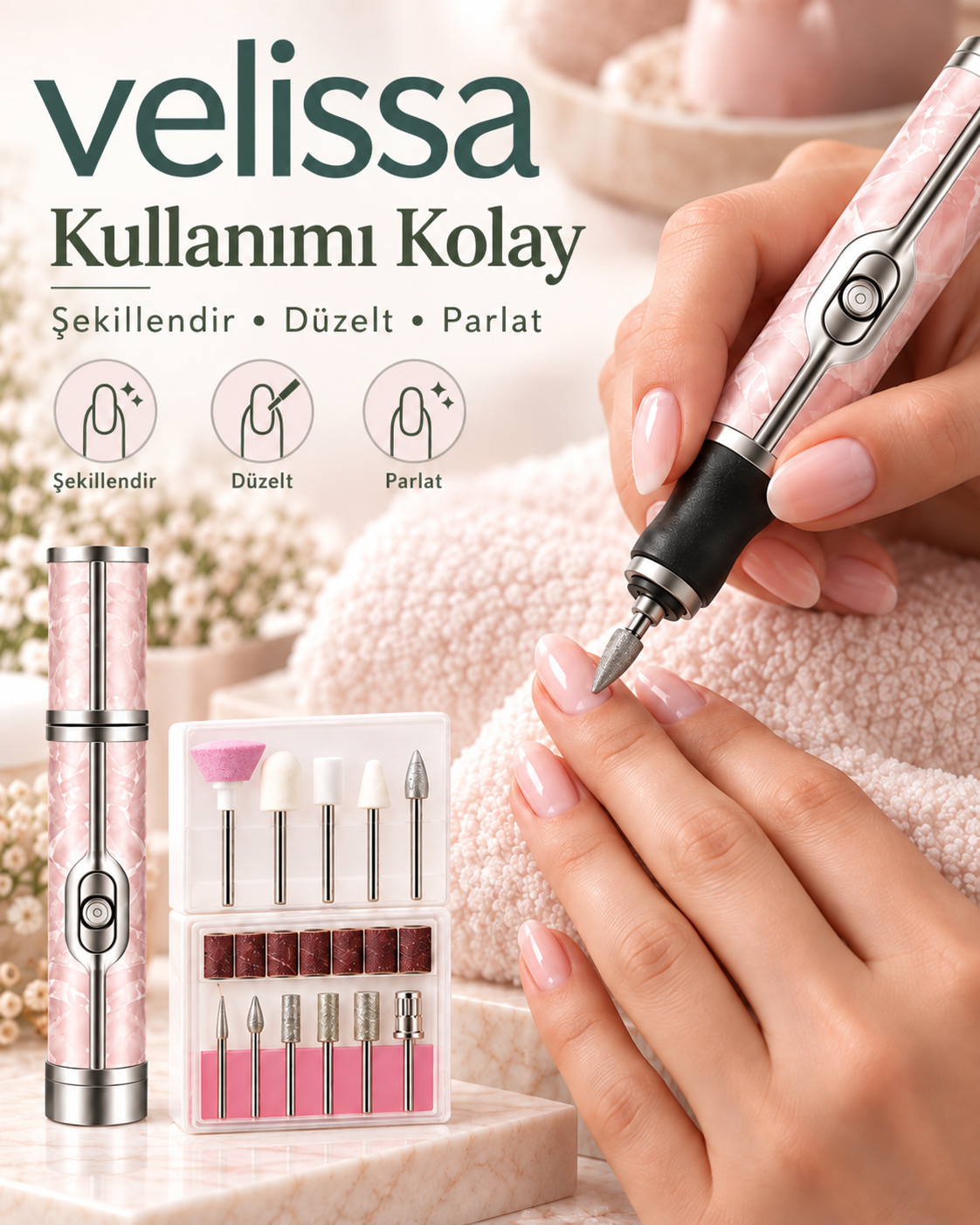 Velissa NailPro™ 13 Parça Şarjlı Tırnak Bakım Seti