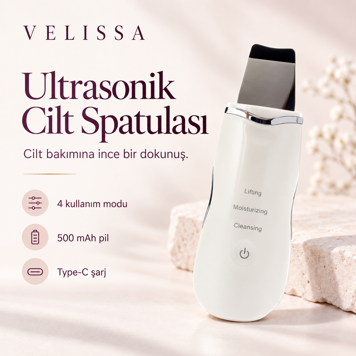 Velissa PureGlow — Ultrasonik Cilt Temizleme Cihazı